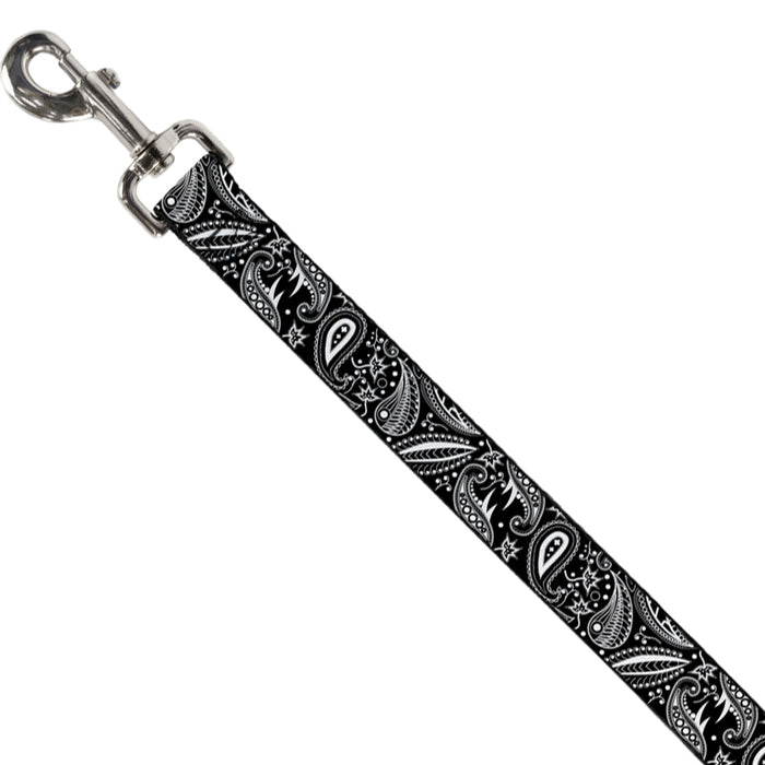 Dog Leash - Floral Paisley3 Black/White Dog Leashes Buckle-Down   