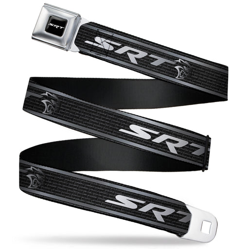 SRT Logo Full Color Black White Seatbelt Belt - Dodge SRT Hellcat Logo Stripe Black/Silver/White Webbing Seatbelt Belts Dodge   