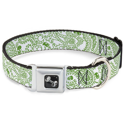 Dog Bone Seatbelt Buckle Collar - Bandana/Skulls White/Irish Green Seatbelt Buckle Collars Buckle-Down   