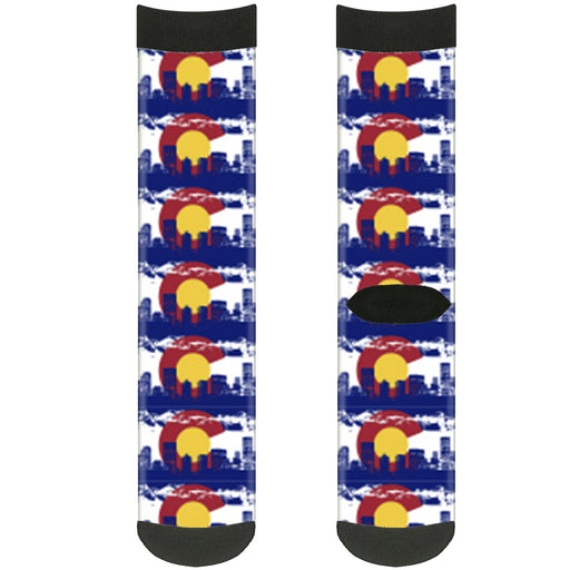 Sock Pair - Polyester - Colorado Skyline Mountains - CREW Socks Buckle-Down   