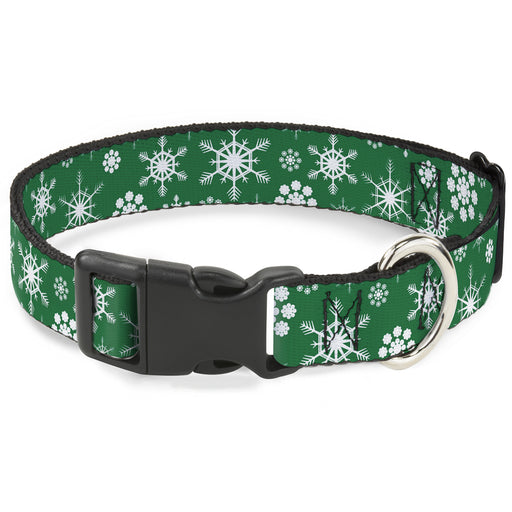 Plastic Clip Collar - Snowflakes Green/White Plastic Clip Collars Buckle-Down   