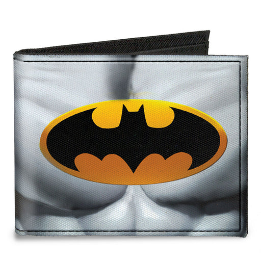 Canvas Bi-Fold Wallet - Justice Leaue Supreme Team Batman Chest Logo Grays Yellow Black Canvas Bi-Fold Wallets DC Comics   