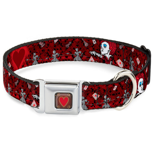 Queen's Heart Full Color Reds Gold Seatbelt Buckle Collar - Queen of Hearts Poses/Hearts/Cards Reds/Black Seatbelt Buckle Collars Disney   