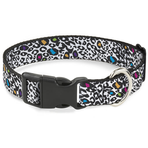 Plastic Clip Collar - Leopard White/Black/Multi Color Plastic Clip Collars Buckle-Down   