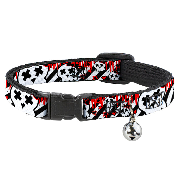 Cat Collar Breakaway - Girlie Skull Black White w Red Paint Drips Breakaway Cat Collars Buckle-Down   