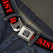 BD Wings Logo CLOSE-UP Full Color Black Silver Seatbelt Belt - RESIST Stencil Black/Red Webbing Seatbelt Belts Buckle-Down   
