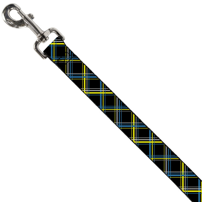 Dog Leash - Plaid Black/Yellow/Turquoise/Gray Dog Leashes Buckle-Down   