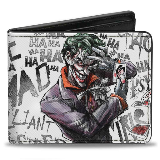 Bi-Fold Wallet - Joker BRILLIANT-TWISTED-INSANE-MAD PSYCHO Pose Cards White Grays Bi-Fold Wallets DC Comics   