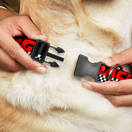 Plastic Clip Collar - RACING w/Checker Black/White/Red Plastic Clip Collars Buckle-Down   