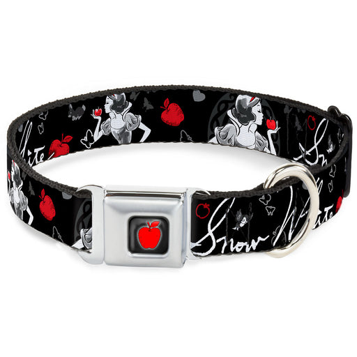 Apple Glow Full Color Black Red Seatbelt Buckle Collar - SNOW WHITE Apple Poses/Butterflies Black/Gray/Red Seatbelt Buckle Collars Disney   