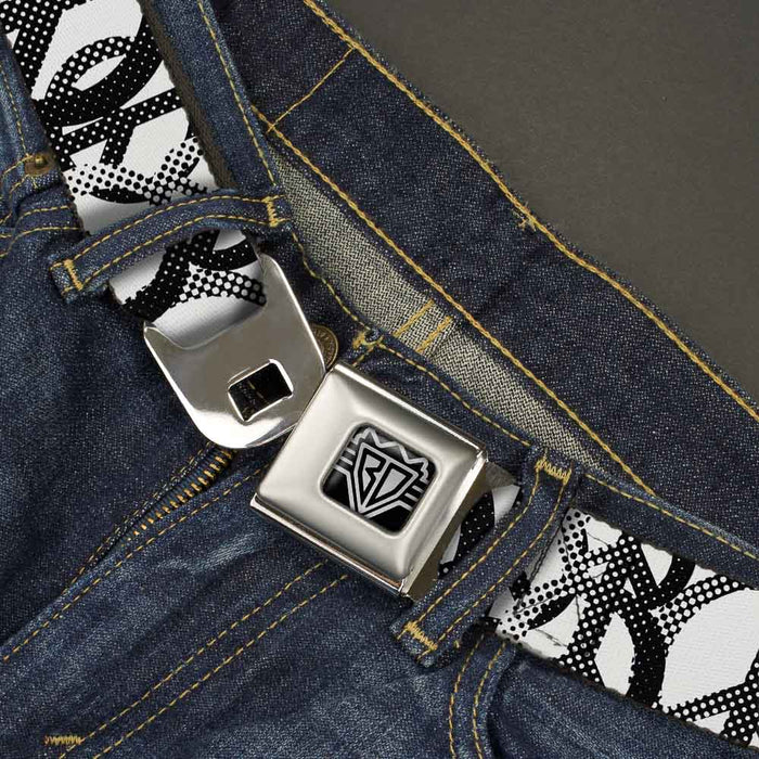 BD Wings Logo CLOSE-UP Full Color Black Silver Seatbelt Belt - Peace Dots White/Black Webbing Seatbelt Belts Buckle-Down   