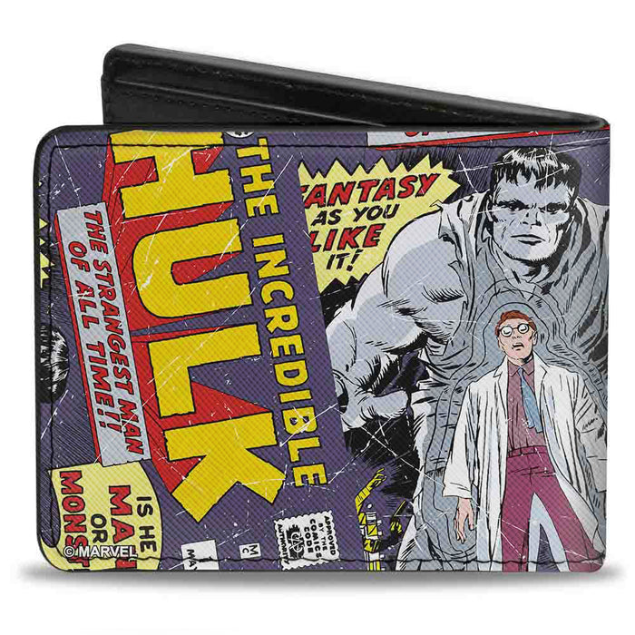 MARVEL COMICS Bi-Fold Wallet - Classic HULK Issue #1 Cover Pose THE STRANGEST MAN OF ALL TIME Stacked Bi-Fold Wallets Marvel Comics   