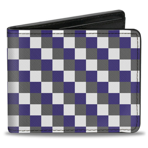 Bi-Fold Wallet - Checker Gray Purple White Bi-Fold Wallets Buckle-Down   