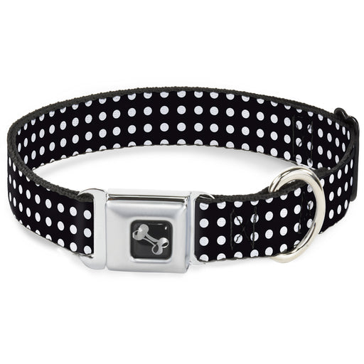 Dog Bone Seatbelt Buckle Collar - Micro Polka Dots Black/White Seatbelt Buckle Collars Buckle-Down   