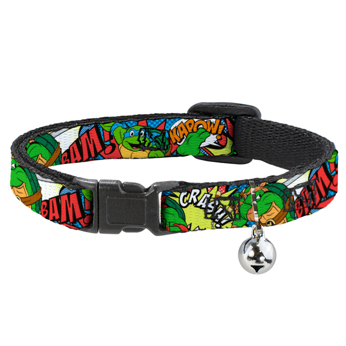 Cat Collar Breakaway with Bell - Classic Teenage Mutant Ninja Turtles Action Poses Action Bubbles Dots Blues Breakaway Cat Collars Nickelodeon   