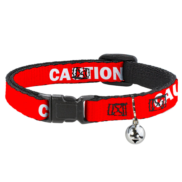 Cat Collar Breakaway - Pet Quote CAUTION Red White Breakaway Cat Collars Buckle-Down   