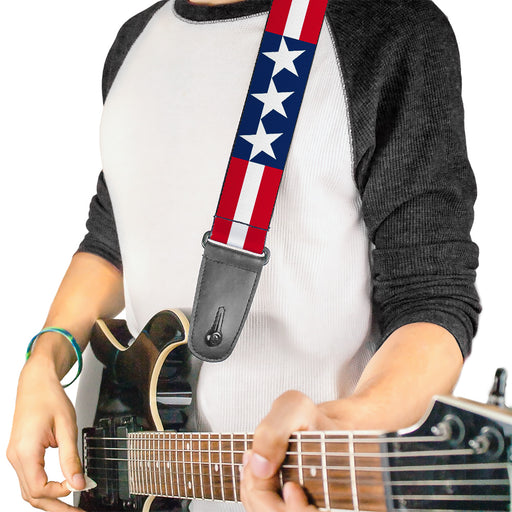 Guitar Strap - Stars & Stripes Blue White Red White Guitar Straps Buckle-Down   