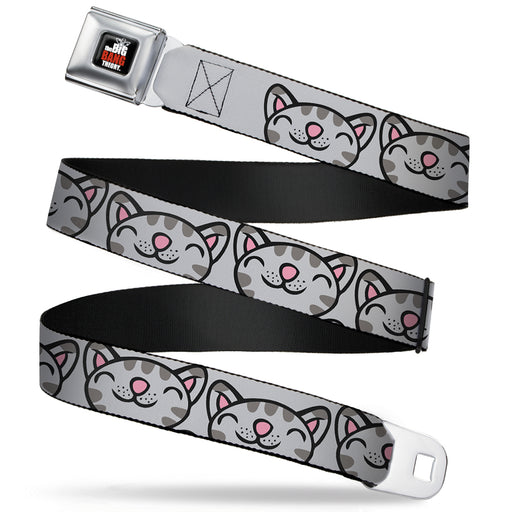 THE BIG BANG THEORY Full Color Black White Red Seatbelt Belt - Soft Kitty Face CLOSE-UP Gray Webbing Seatbelt Belts The Big Bang Theory   