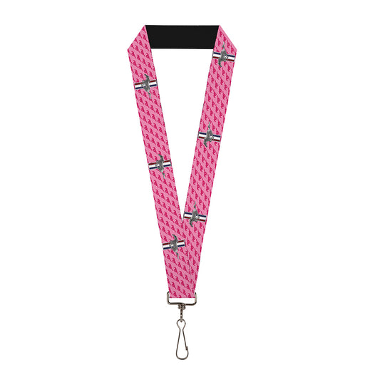 Lanyard - 1.0" - Ford Mustang w Bars w Text PINK REPEAT Lanyards Ford   