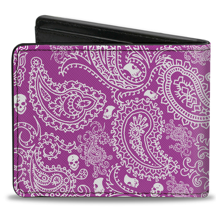 Bi-Fold Wallet - Bandana Skulls Purple White Bi-Fold Wallets Buckle-Down   