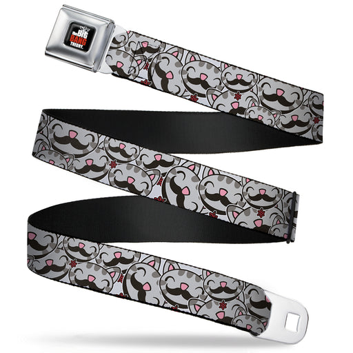 THE BIG BANG THEORY Full Color Black White Red Seatbelt Belt - Soft Kitty Mustacho Stacked Webbing Seatbelt Belts The Big Bang Theory   