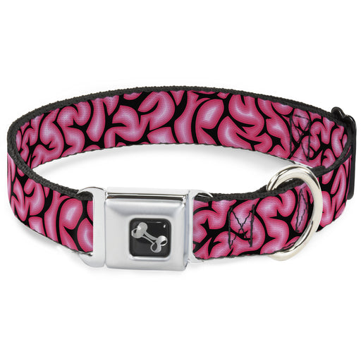 Dog Bone Seatbelt Buckle Collar - Brains Black/Pink Seatbelt Buckle Collars Buckle-Down   