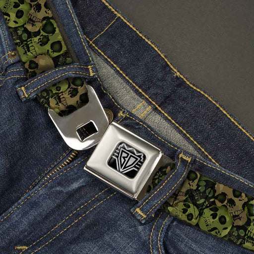 BD Wings Logo CLOSE-UP Full Color Black Silver Seatbelt Belt - Camo Olive/Black Skull Yard2 Webbing Seatbelt Belts Buckle-Down   