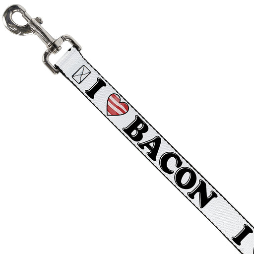 Dog Leash - I "Heart" BACON White/Black/Bacon Dog Leashes Buckle-Down   