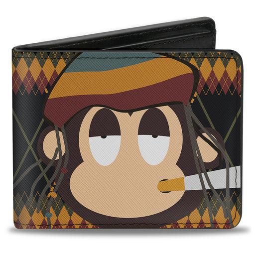 Bi-Fold Wallet - Multi Smoking Monkey Argyle Brown Bi-Fold Wallets Buckle-Down   