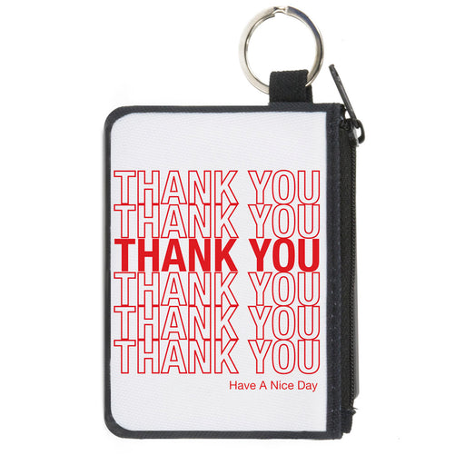 Canvas Zipper Wallet - MINI X-SMALL - THANK YOU HAVE A NICE DAY Bag Print White Red Canvas Zipper Wallets Buckle-Down   