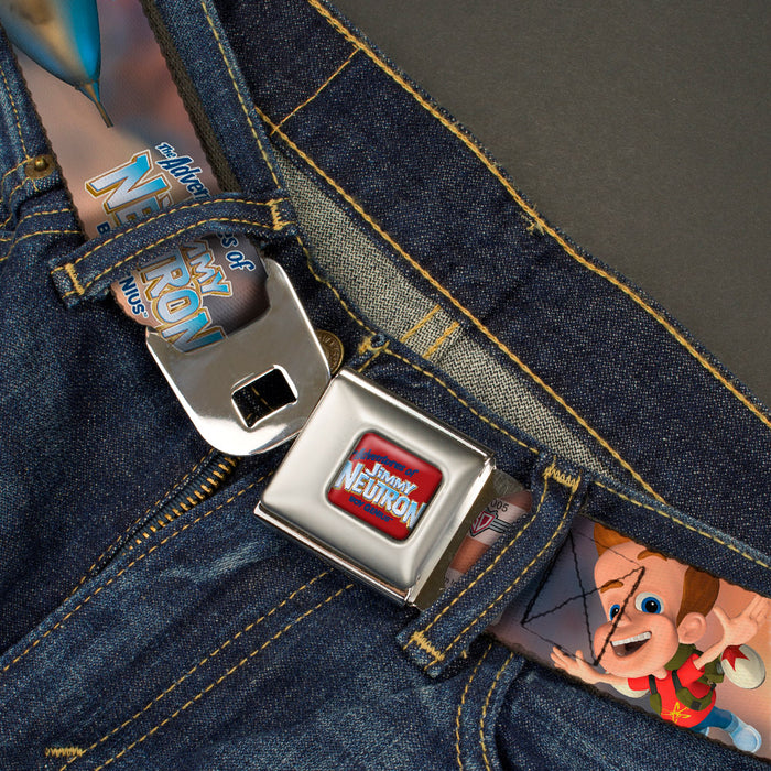 The Adventures of Jimmy Neutron Logo Full Color Red/Blues Seatbelt Belt - THE ADVENTURES OF JIMMY NEUTRON Jimmy Flying Poses Webbing Seatbelt Belts Nickelodeon   