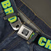 BD Wings Logo CLOSE-UP Full Color Black Silver Seatbelt Belt - NO CHANCE BRO Black/Turquoise/Green Webbing Seatbelt Belts Buckle-Down   