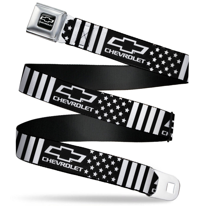 Chevy Bowtie Full Color Black/White Seatbelt Belt - CHEVROLET Bowtie Americana Stars and Stripes Black/White Webbing Seatbelt Belts GM General Motors   