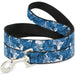 Dog Leash - Hibiscus Collage White/Blues Dog Leashes Buckle-Down   