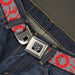 BD Wings Logo CLOSE-UP Full Color Black Silver Seatbelt Belt - Floral Pinwheel CLOSE-UP Gray/Red Webbing Seatbelt Belts Buckle-Down   
