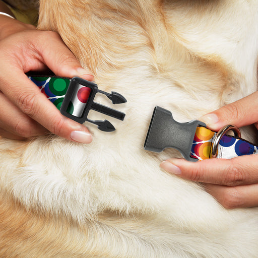 Plastic Clip Collar - Psychedelic Daisies CLOSE-UP White/Multi Color Plastic Clip Collars Buckle-Down   