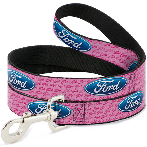Dog Leash - Ford Oval w/Text PINK REPEAT Dog Leashes Ford   