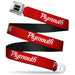 PLYMOUTH Text Logo Full Color Black White Seatbelt Belt - PLYMOUTH Text Logo Red/White Webbing Seatbelt Belts Dodge   