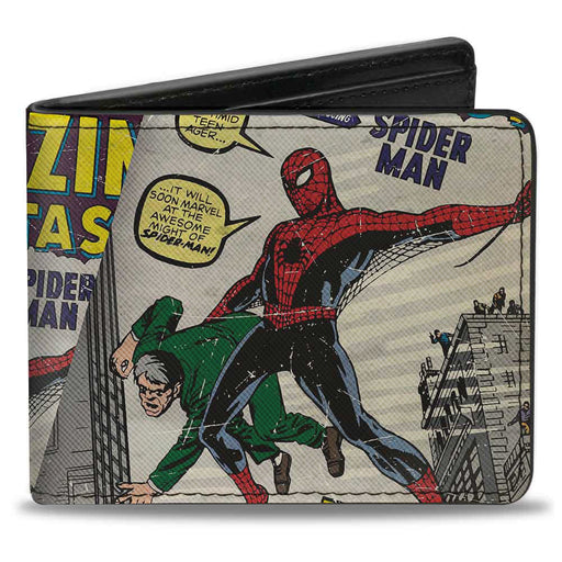 MARVEL COMICS Bi-Fold Wallet - Spider-Man Carrying Man Amazing Fantasy #15 Comic Book Cover Pose Stacked Bi-Fold Wallets Marvel Comics   