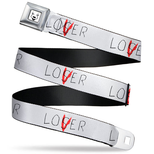 It Chapter Two LOSER/LOVER Full Color White/Black/Red Seatbelt Belt - It Chapter Two LOSER/LOVER White/Black/Red Webbing Seatbelt Belts Warner Bros. Horror Movies REGULAR - 1.5" WIDE - 24-38" LONG  