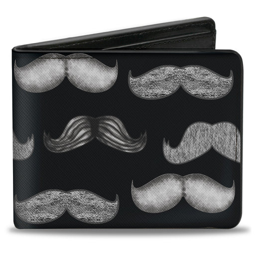 Bi-Fold Wallet - Mustache Sketch Black White Bi-Fold Wallets Buckle-Down   