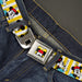 Minnie Mouse w Hat CLOSE-UP Full Color Yellow Seatbelt Belt - Minnie Mouse w/Hat Poses Stripe Yellow/White Webbing Seatbelt Belts Disney   