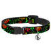 Cat Collar Breakaway - Floral Collage2 Black Red Orange Green Breakaway Cat Collars Buckle-Down   