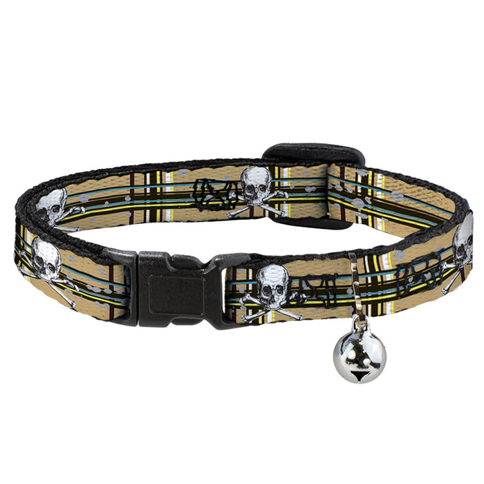 Cat Collar Breakaway - Skull & Cross Bones Plaid Tan Breakaway Cat Collars Buckle-Down   