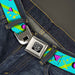 BD Wings Logo CLOSE-UP Full Color Black Silver Seatbelt Belt - Eighties Party Blue/Yellow/Pink Webbing Seatbelt Belts Buckle-Down   