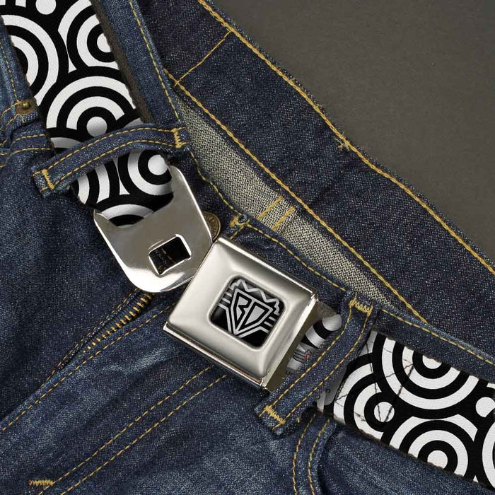 BD Wings Logo CLOSE-UP Full Color Black Silver Seatbelt Belt - Bullseye Stacked Black/White Webbing Seatbelt Belts Buckle-Down   