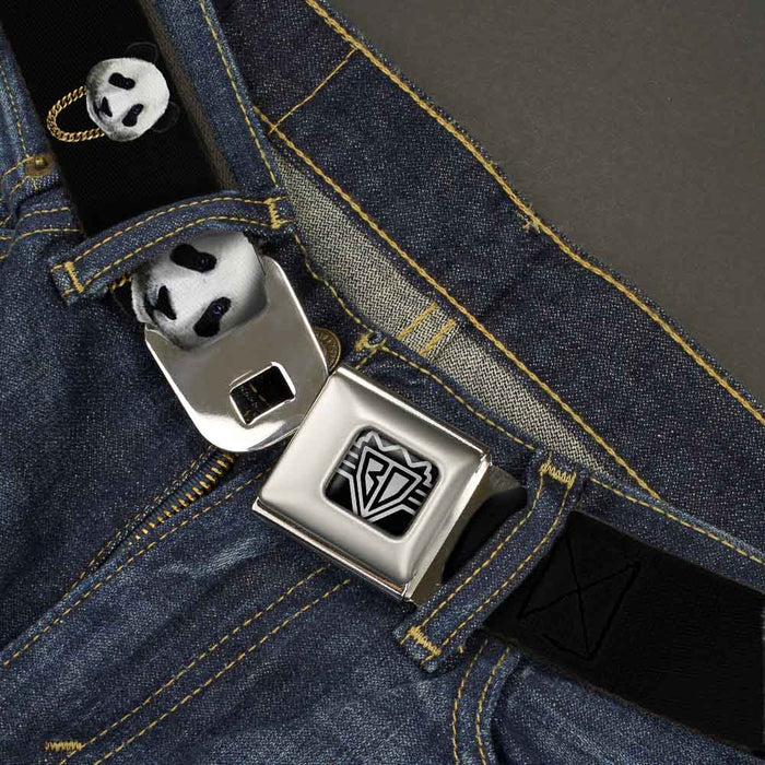 BD Wings Logo CLOSE-UP Full Color Black Silver Seatbelt Belt - Panda w/Gold Chain Black Webbing Seatbelt Belts Buckle-Down   