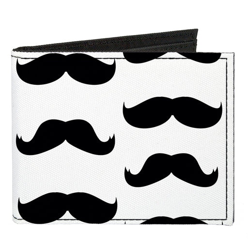 Canvas Bi-Fold Wallet - Mustaches White Black Canvas Bi-Fold Wallets Buckle-Down   