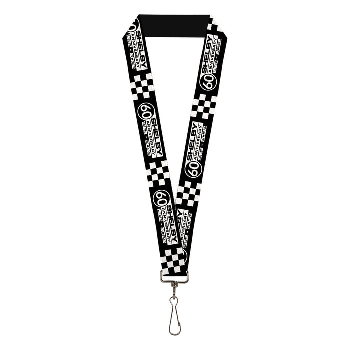 Lanyard - 1.0" - SHELBY 60 YEARS SINCE 1962 Checker Black White Lanyards Carroll Shelby   