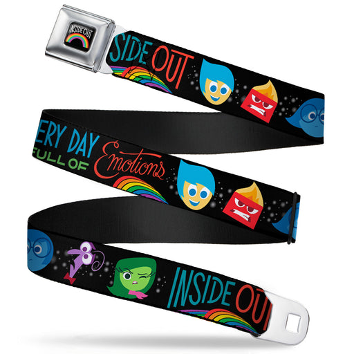 INSIDE OUT Rainbow Full Color Black White Multi Color Seatbelt Belt - INSIDE OUT/Emotion Expressions/EVERY DAY IS FULL OF EMOTIONS Webbing Seatbelt Belts Disney   